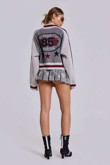 Grey Team 85 Knitted Bomber Jacket