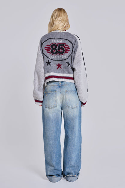 Grey Team 85 Knitted Bomber Jacket